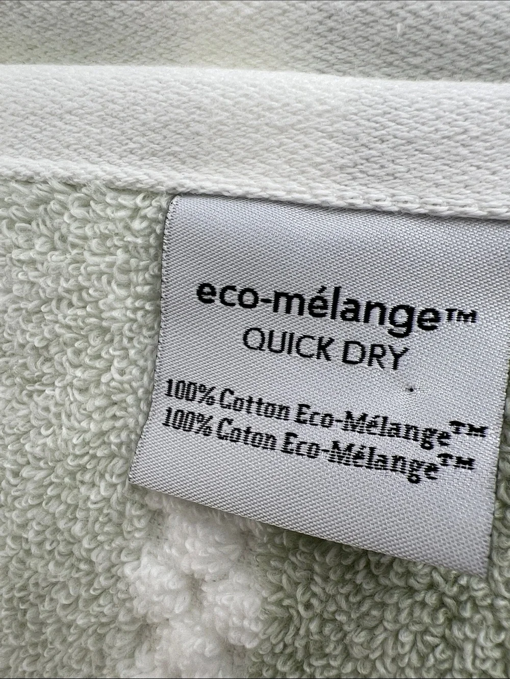 Eco Melange Bath Towels Green White Quick Dry Soft 100% Cotton 10 Pc Set NEW